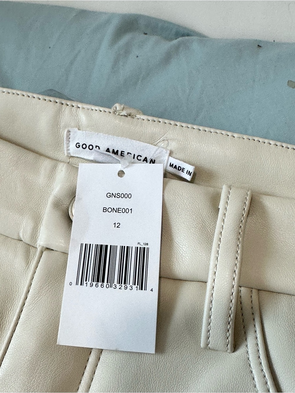 Good American Faux Leather Pants Bone NWT Size 12. 31" inseam - Picture 5 of 7